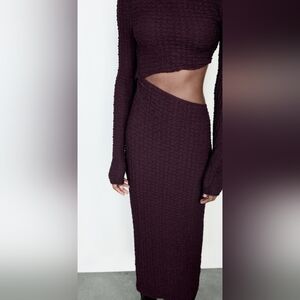 Brown Cut Out Dress Zara